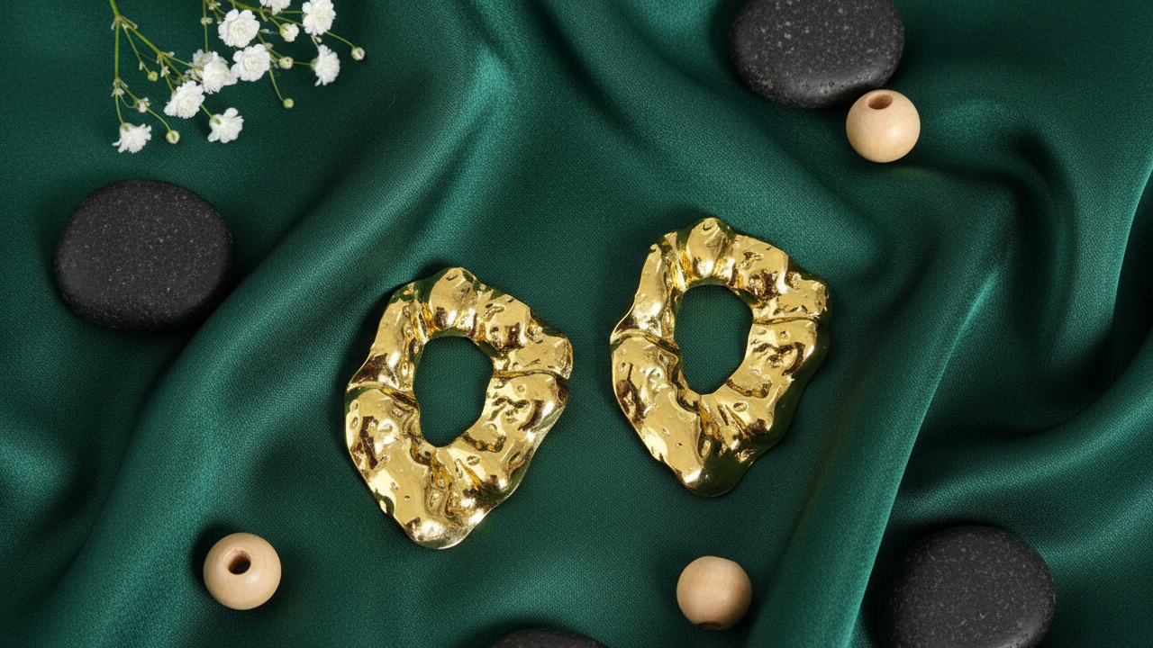 Abstract Gold Hoop Earrings