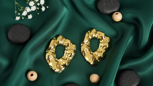 Abstract Gold Hoop Earrings