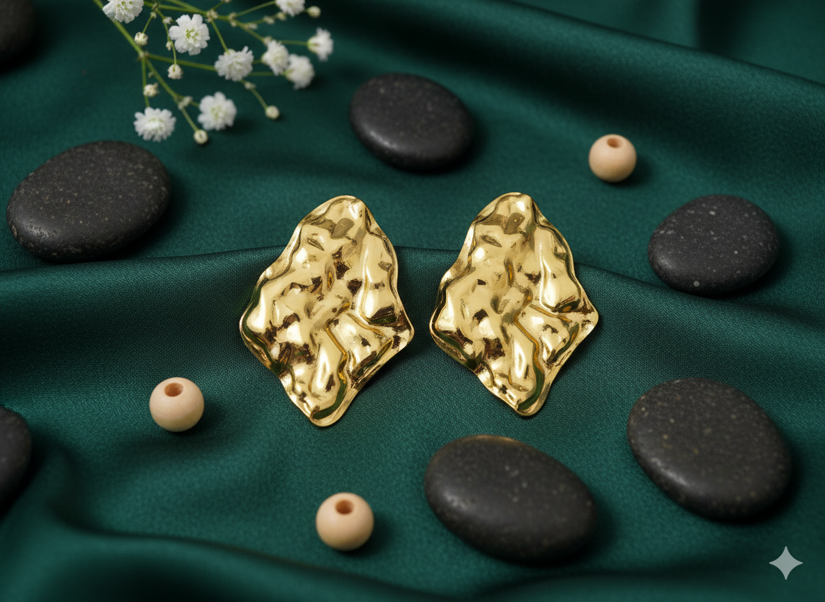 Textured Gold Statement Earrings