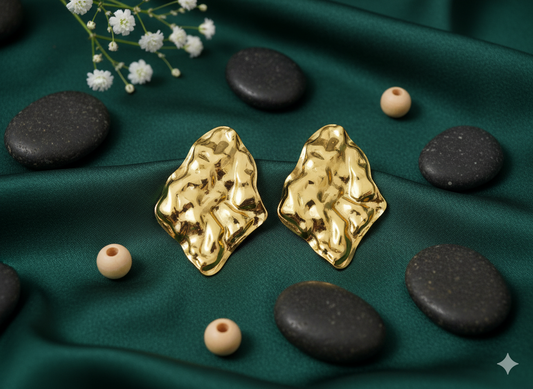 Textured Gold Statement Earrings