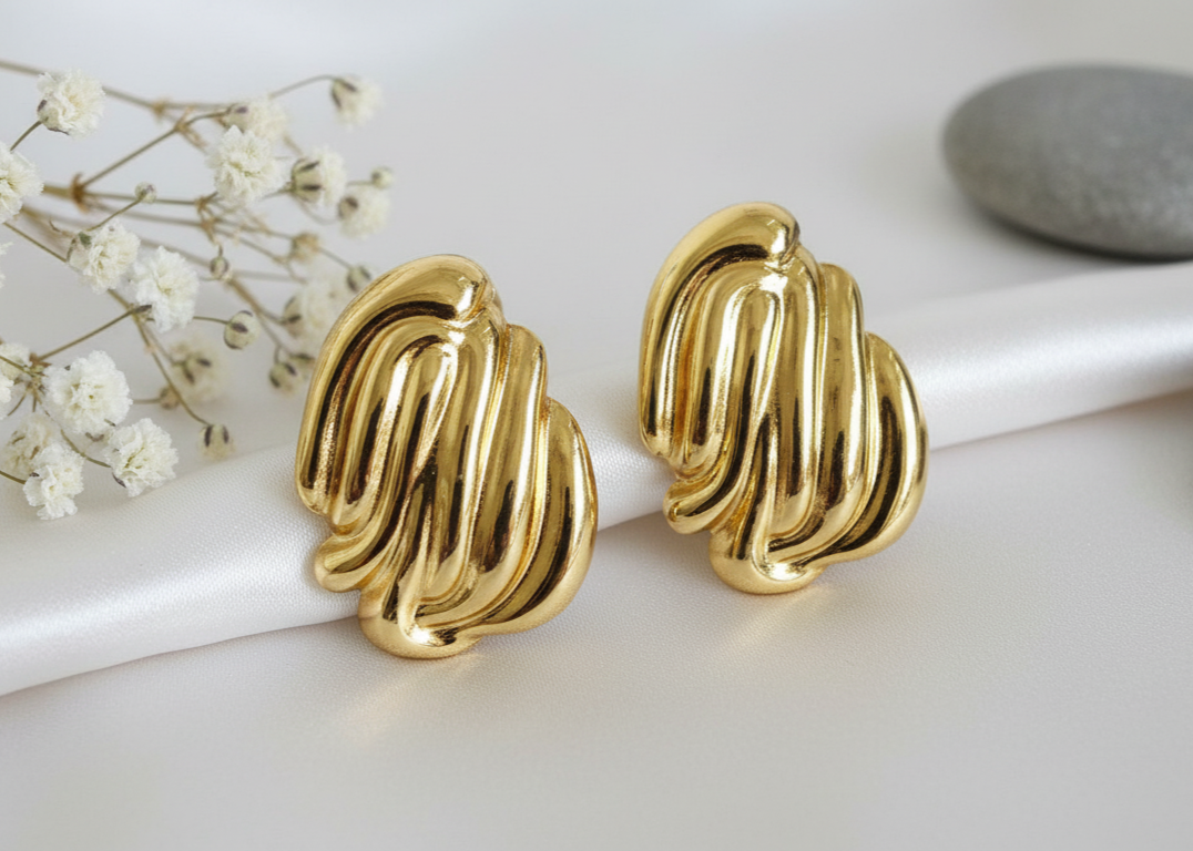 Golden Wave Statement Earrings