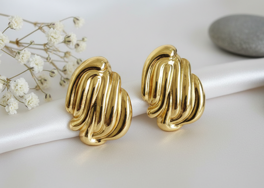 Golden Wave Statement Earrings