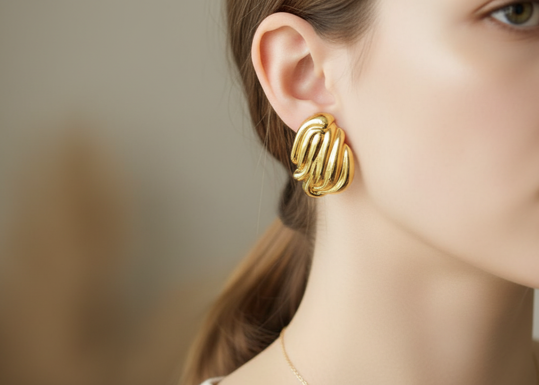 Golden Wave Statement Earrings