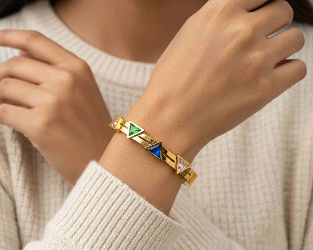 The Geometric Prism Openable Bracelet (For Delicate Hands)