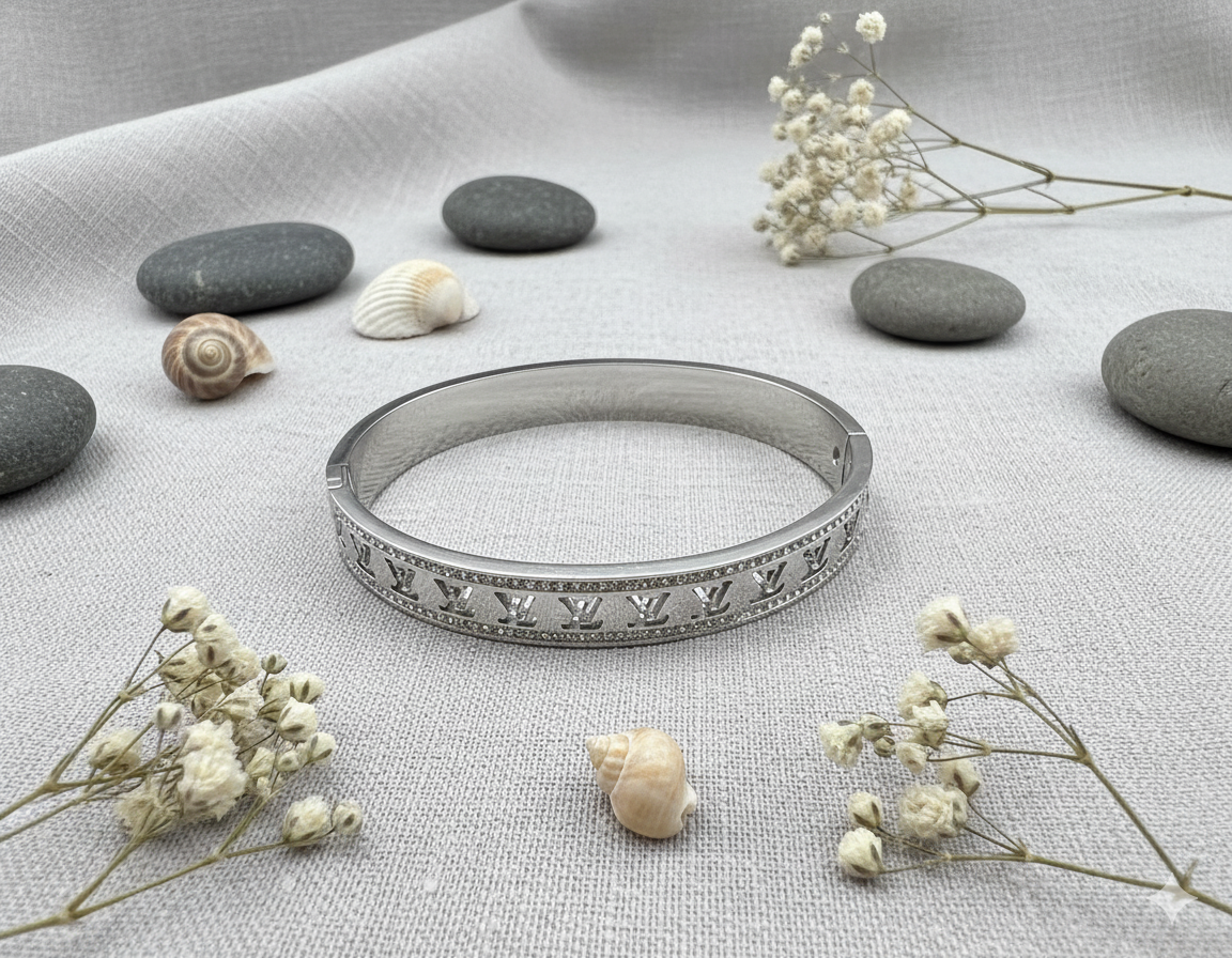 Designer Inspired Pave "LV" Cuff (Small Size)