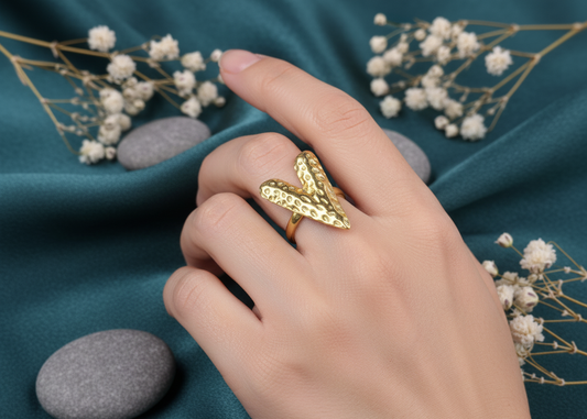 Textured Love Heart Ring