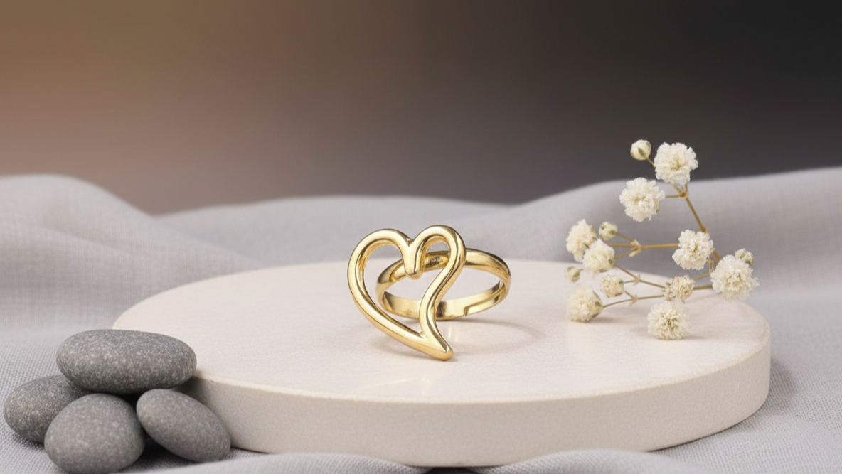 Intertwined Golden Hearts Ring