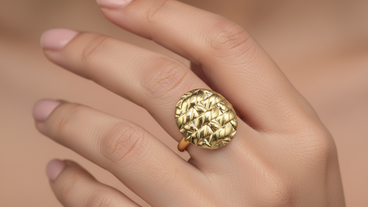 Quilted Dome Golden Ring