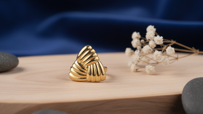 Golden Woven Knot Ring