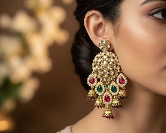 Festive Kundan Jhumkas