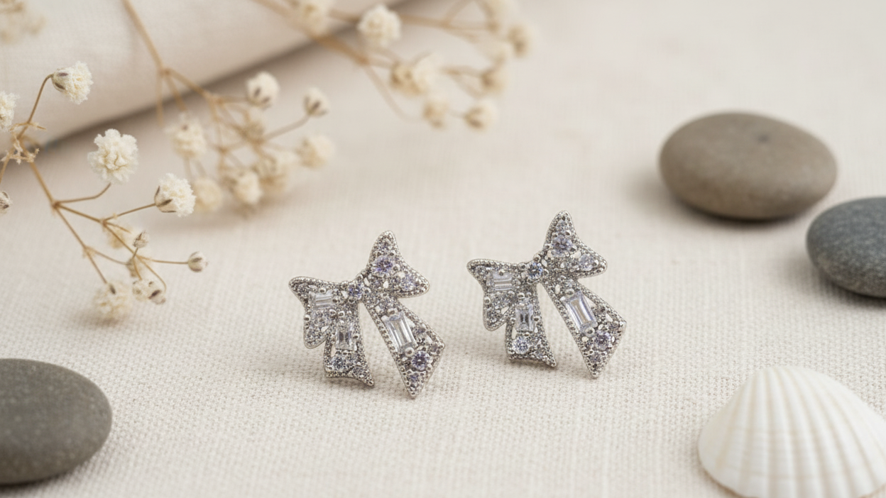 Whimsical Twinkle Bow Studs