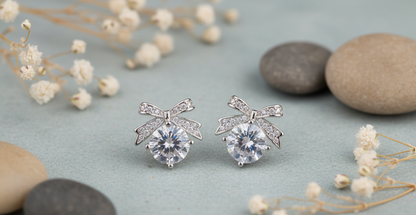 Ribbon Embrace Solitaire Studs