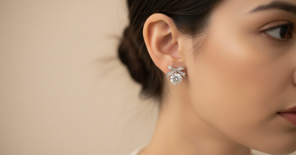 Ribbon Embrace Solitaire Studs