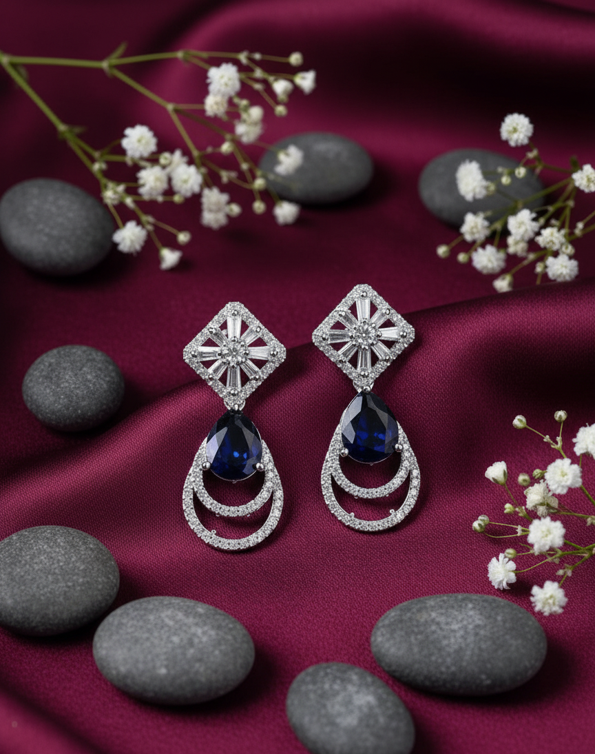 Royal Teardrop Sapphire Danglers