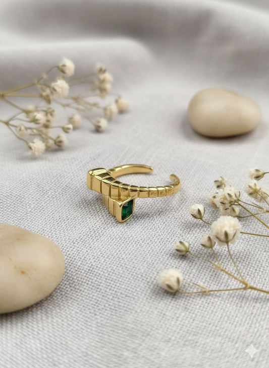 Golden Segmented Cuff Ring