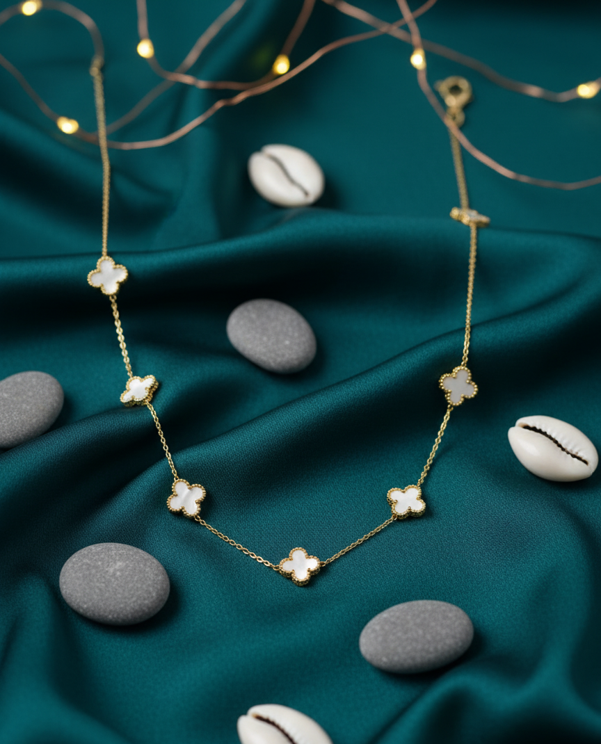 Golden Clover Cascade Necklace