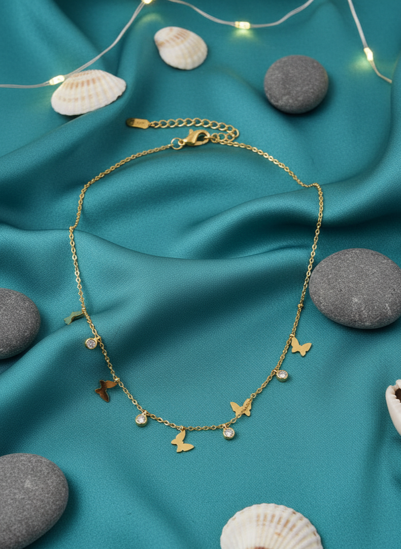 Golden Flutter Sparkle Necklace