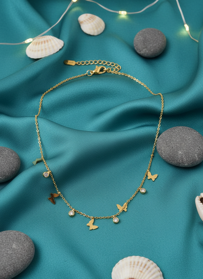 Golden Flutter Sparkle Necklace