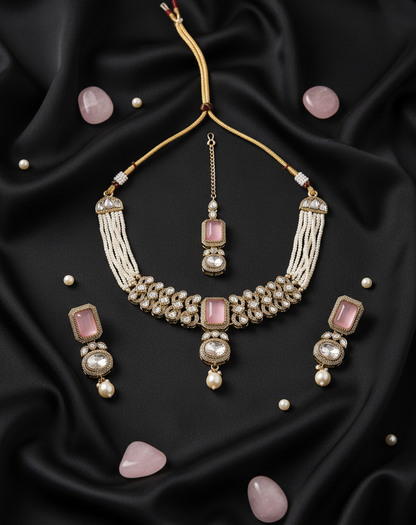 The "Rose Quartz Radiance" Choker Set