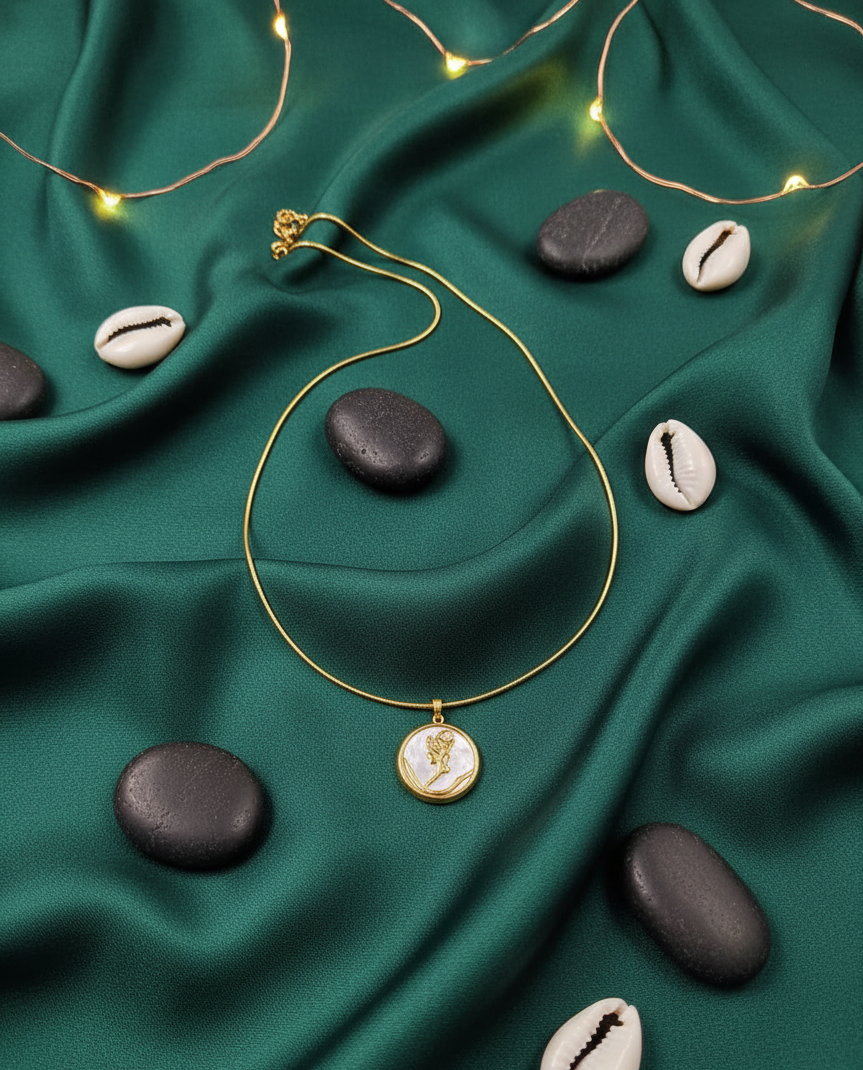 Golden Rose Medallion Necklace