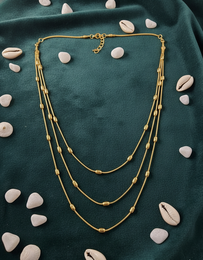 Golden Beaded Layered Necklace
