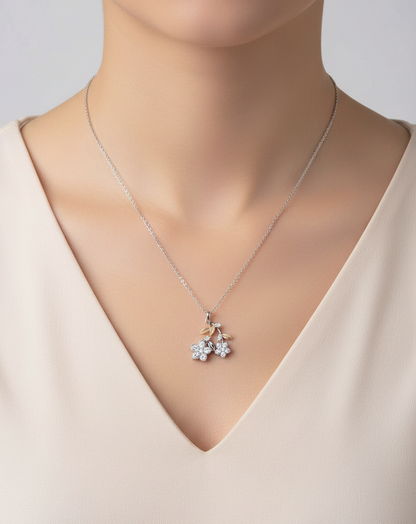 Dazzling Blossom Cherry Pendant Necklace