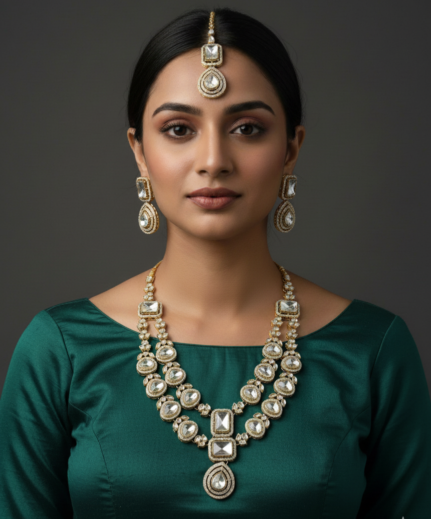 Kundan and Polki Jewelry Set.