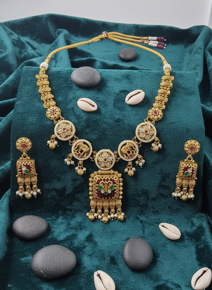 Traditional Indian Temple Jewelry Set
