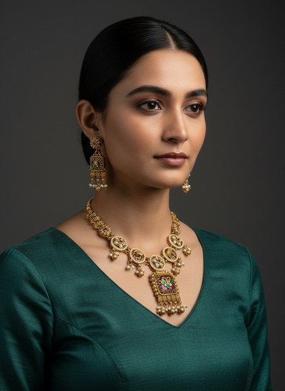 Traditional Indian Temple Jewelry Set