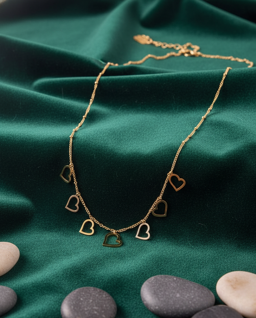 Golden Heart Drops Necklace