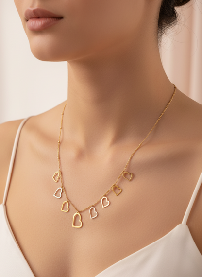 Golden Heart Drops Necklace