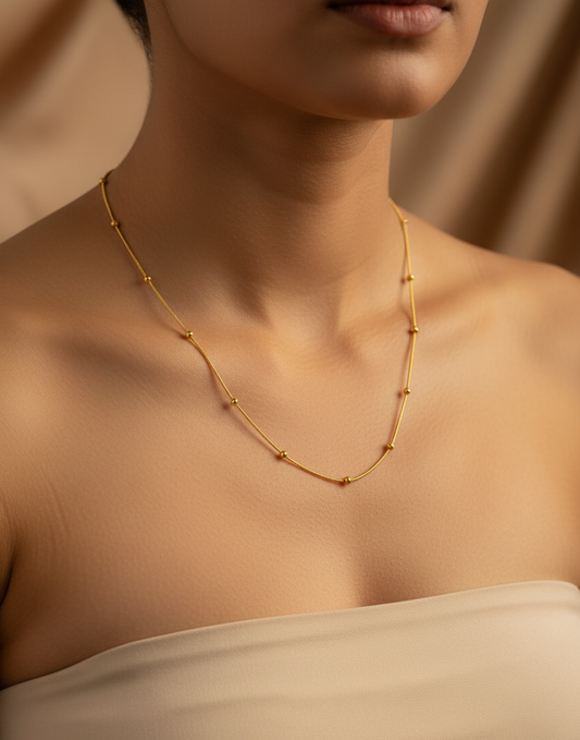 Golden Serenity Beaded Necklace