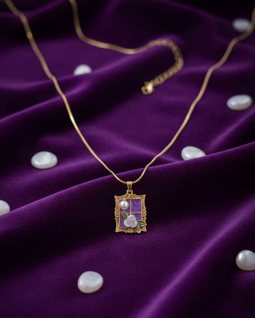 Lilac Bloom Pearl Pendant Set