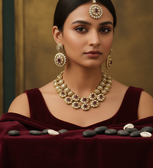 The Regal Ruby Kundan Ensemble Set