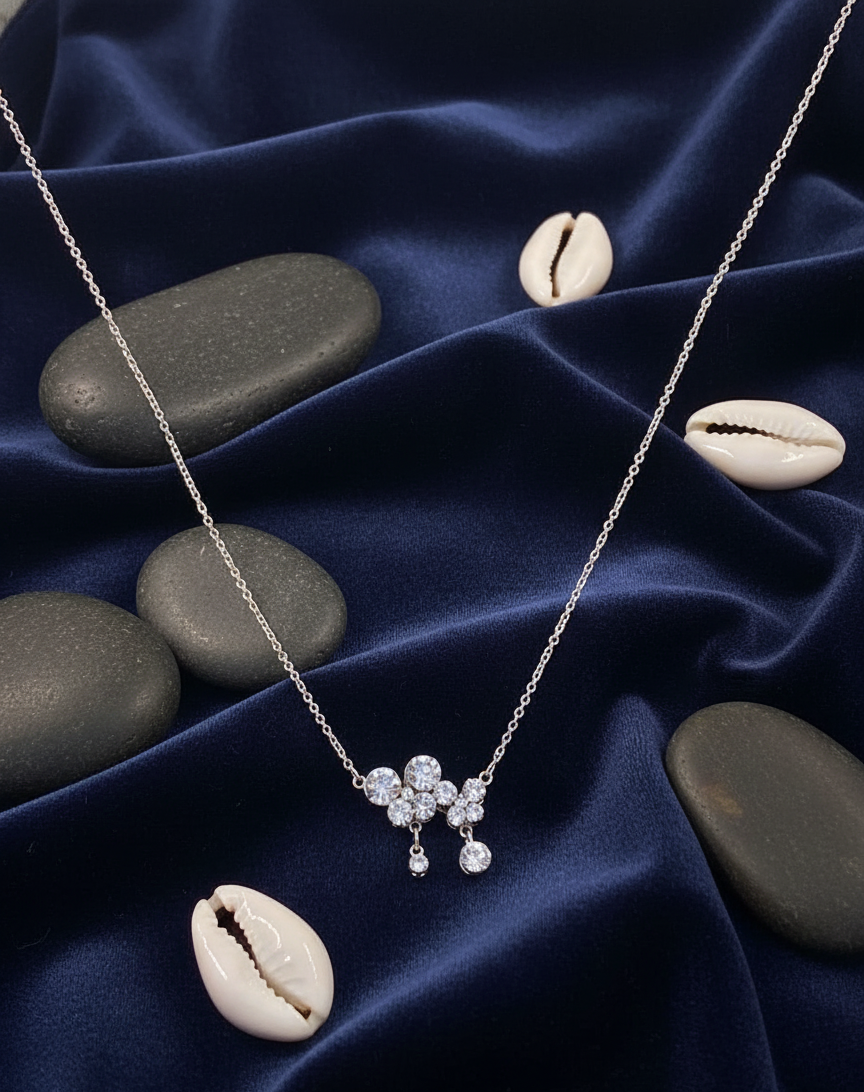 "Stardust Dewdrop" Crystal Cluster Necklace