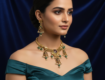 Antique Temple Emerald Ruby Choker Set