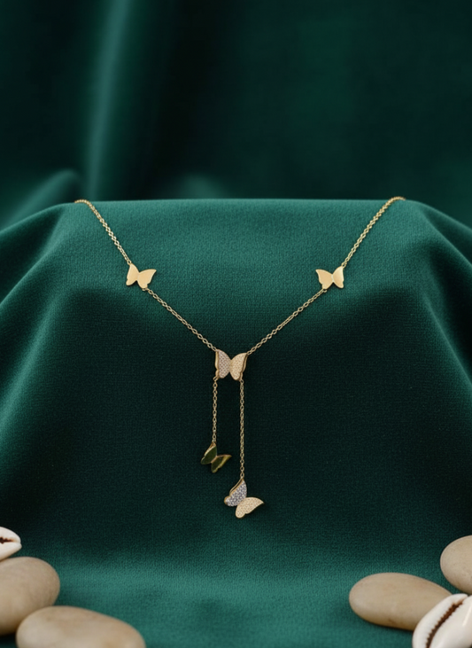 Golden Butterfly Bloom Necklace