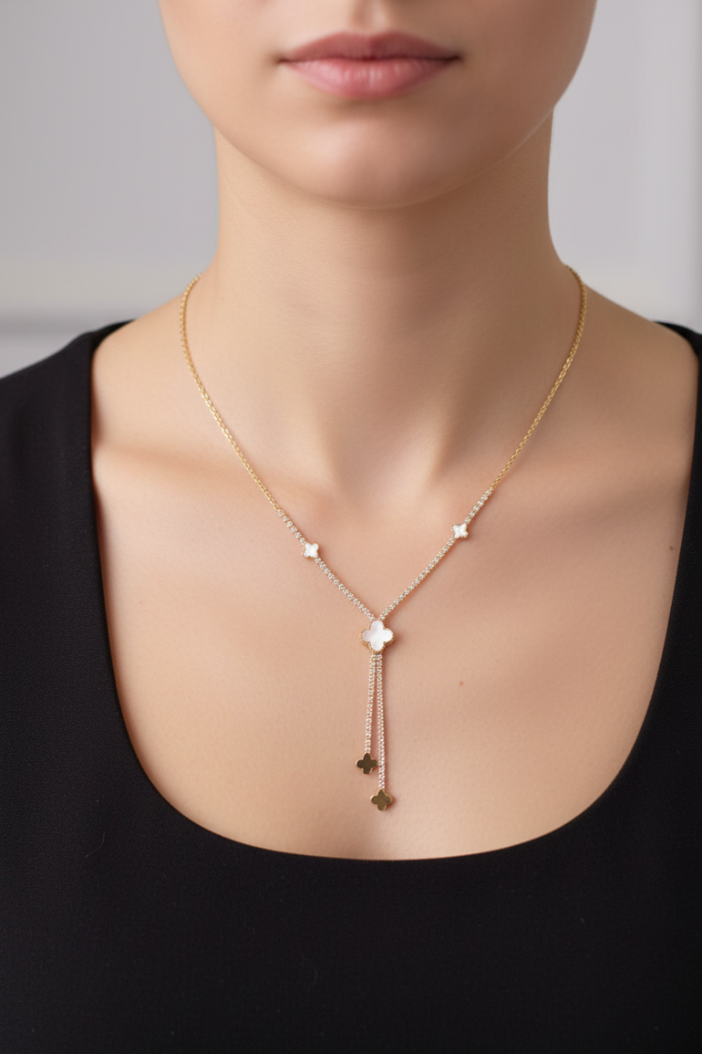 Luminous Clover Drop Necklace