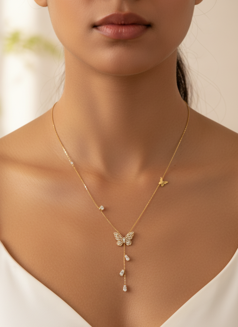 Golden Butterfly Whisper Necklace