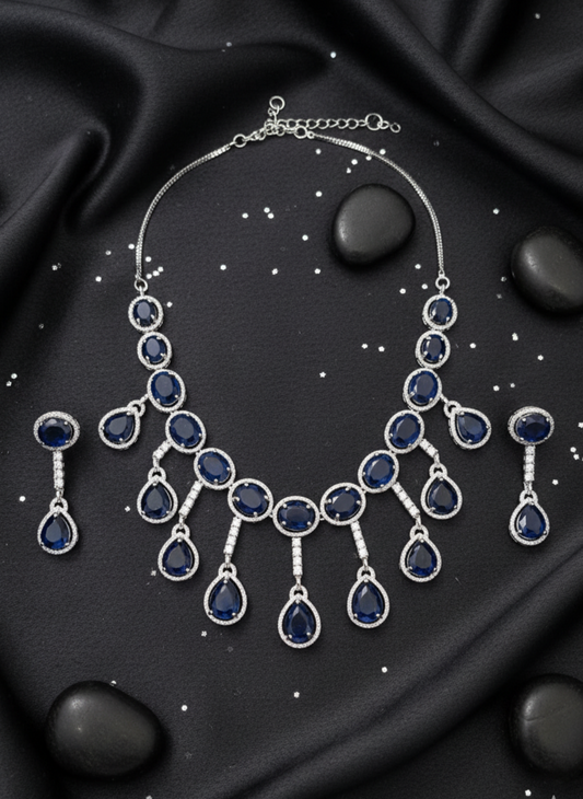 The "Midnight Cascade" Sapphire  Diamondette Set