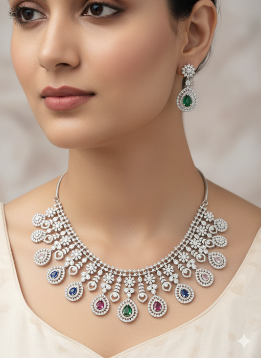 Aurora Blossom Gemstone Bridal Set