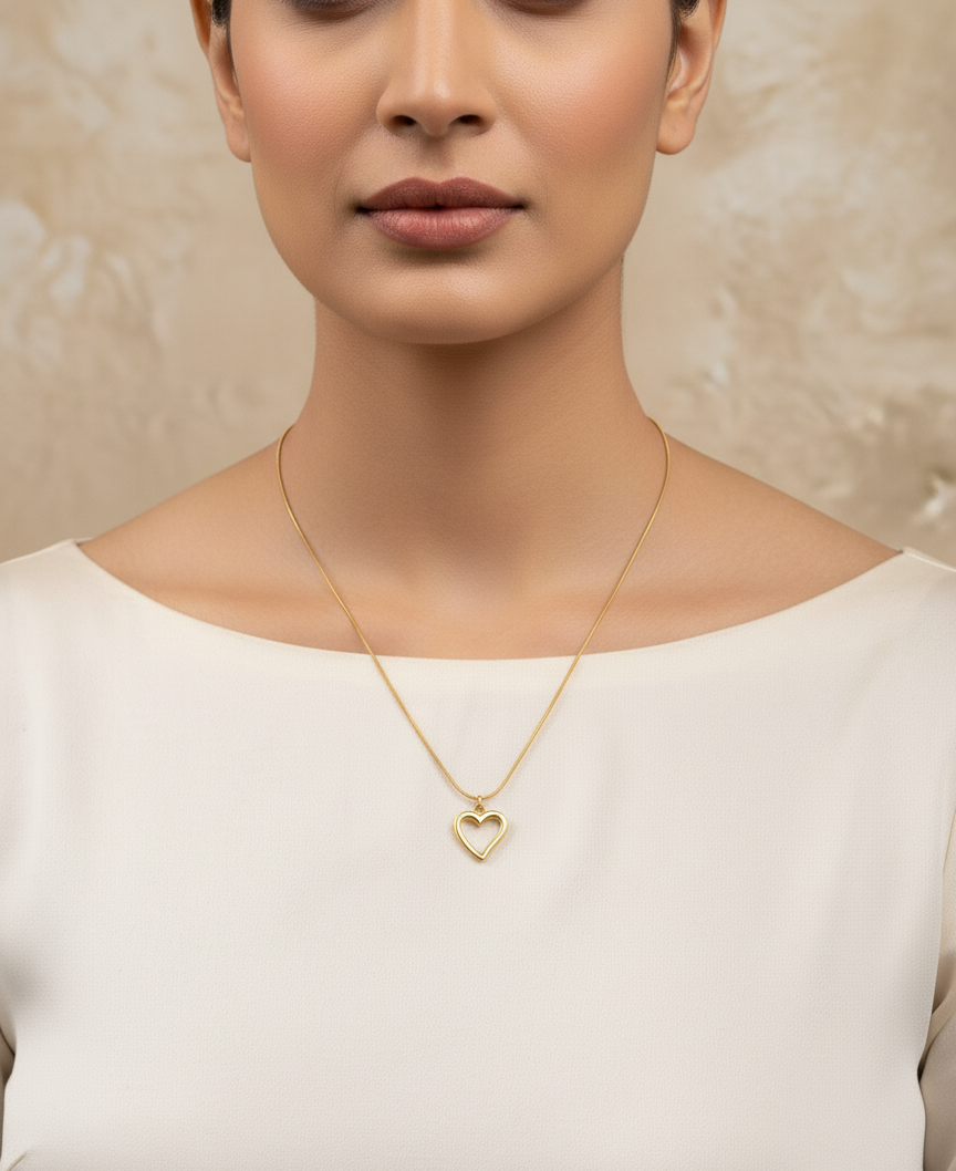 Minimalist Golden Heart Pendant Necklace