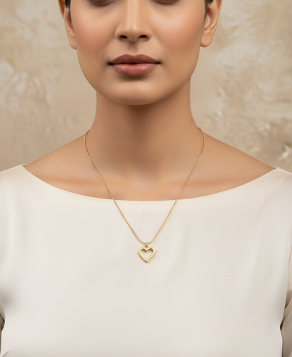 Minimalist Golden Heart Pendant Necklace