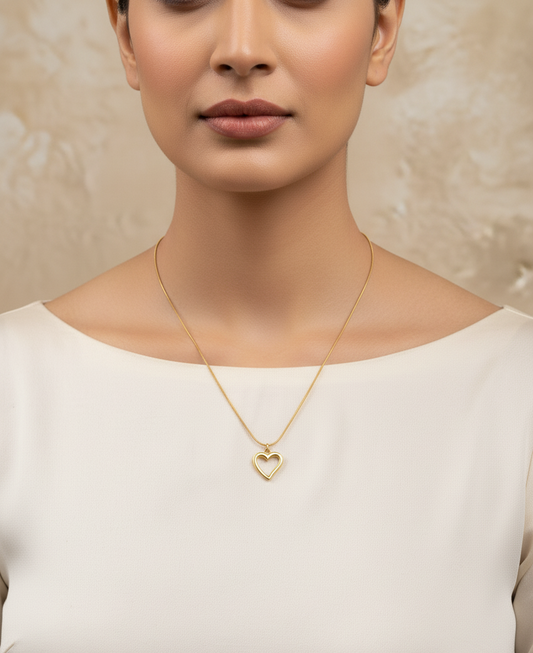 Minimalist Golden Heart Pendant Necklace