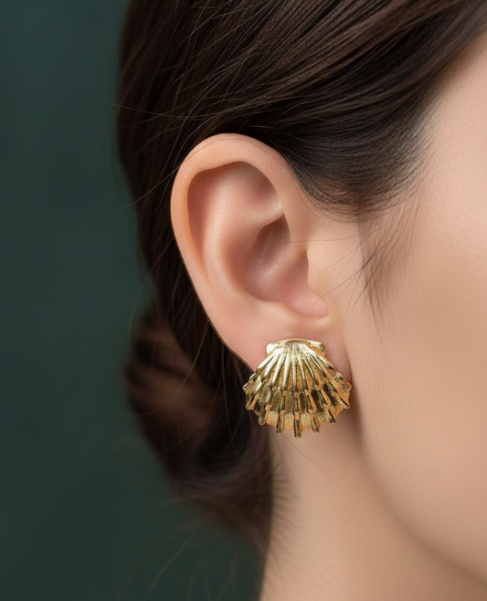 Golden Seashell Stud Earrings