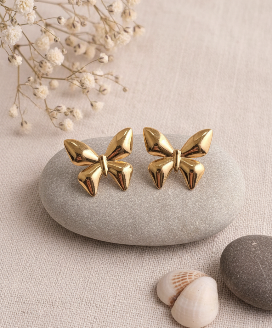 Golden Butterfly Stud Earrings