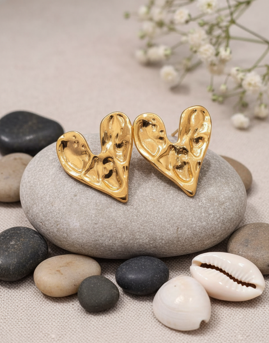"Molten Heart" Gold Plated Statement Earrings