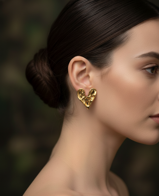 "Molten Heart" Gold Plated Statement Earrings