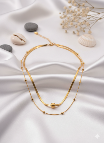Serpentine Layers Gold Tone Necklace Set
