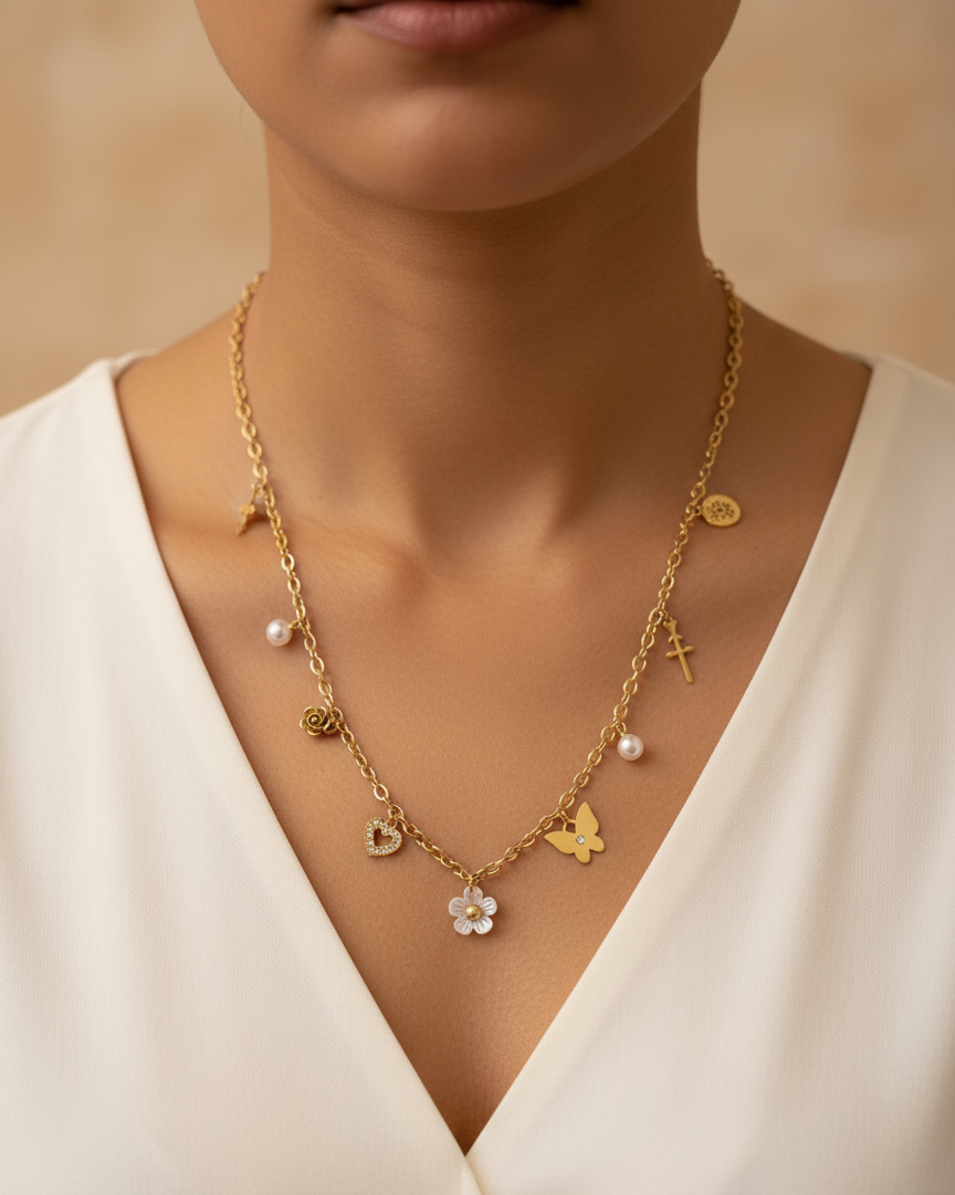 Golden Charm Delicate Layering Necklace